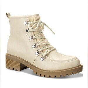 Sun + Stone White Women's Quiinn Lace-Up Winter Lug Booties